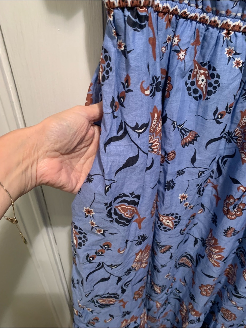 LEA NWT Floral Boho Cotton Smocked Waist Maxi Plus Dress 2x Pockets! 100% Cotton - Picture 5 of 16